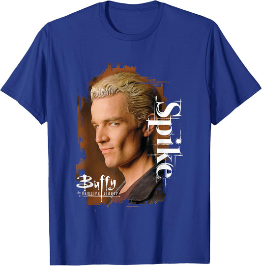 Buffy The Vampire Slayer Spike Face Closeup Vintage Poster , black T-Shirt - T-Shirt | Royal