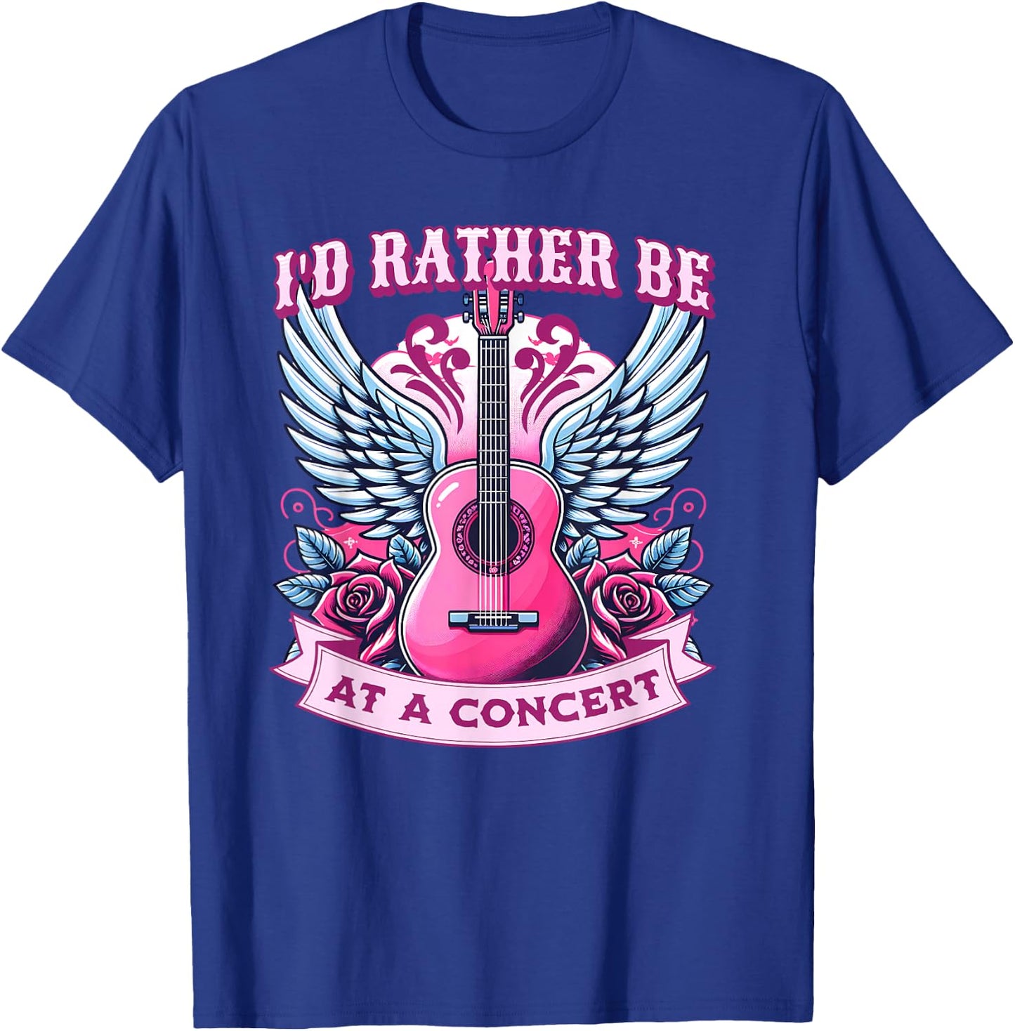 Id Rather Be At A Concert Music Lover Band Festival Guitar T-Shirt - T-Shirt | Royal