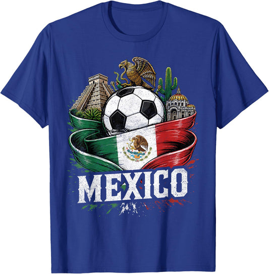 Mexico Mexican Flag Retro Vintage Pride Boys Women Men T-Shirt - T-Shirt | Royal