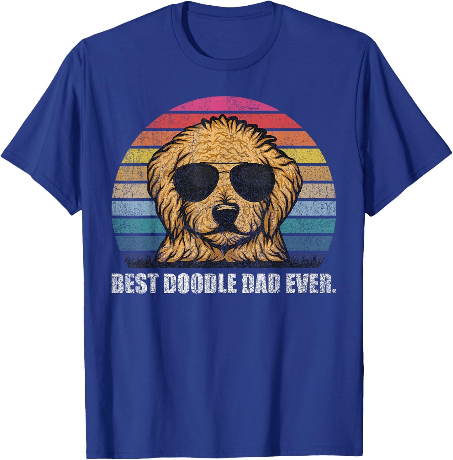 Best Doodle Dad Ever Shirt Vintage Retro Goldendoodle Dad T-Shirt - T-Shirt | Royal