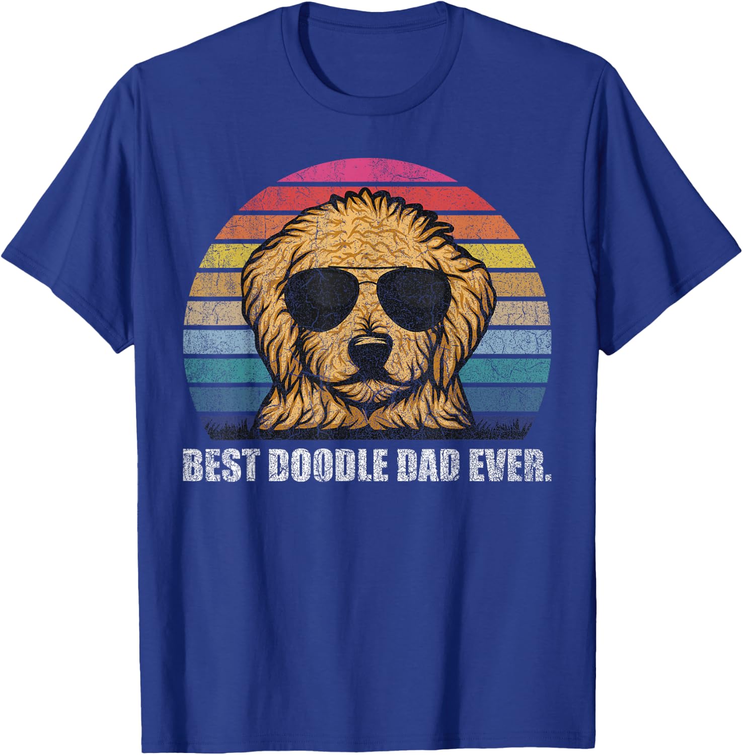 Best Doodle Dad Ever Shirt Vintage Retro Goldendoodle Dad T-Shirt - T-Shirt | Royal
