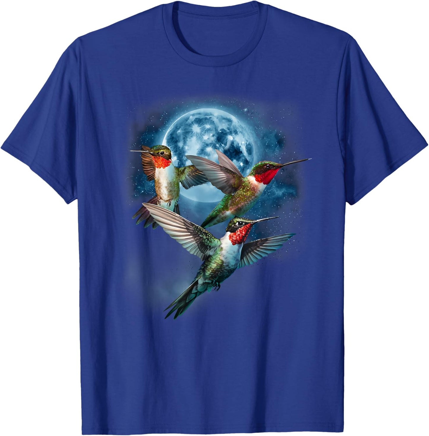 Hummingbird Shirt - Howling at the Moon Hummingbird T-Shirt - T-Shirt | Royal