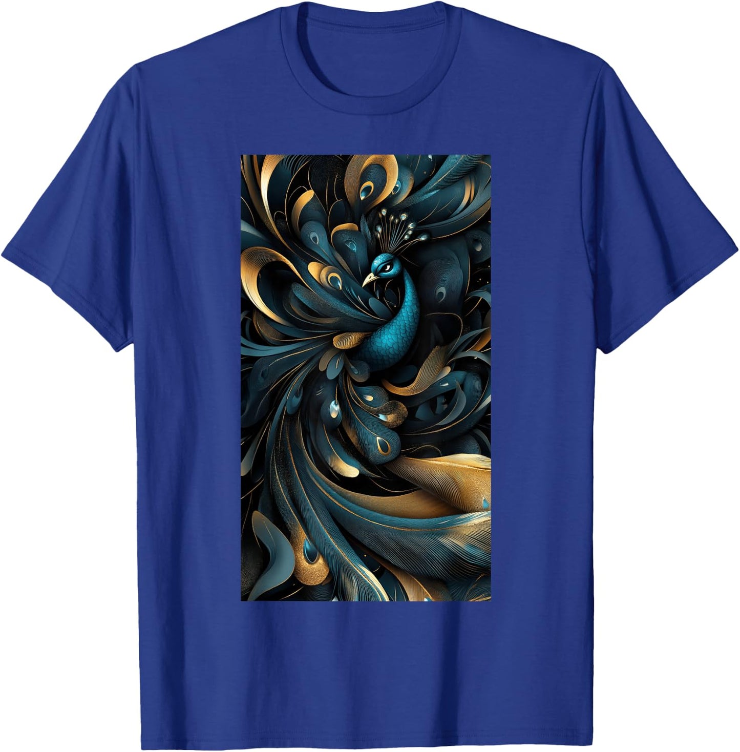 Peacock Feather Peacock art Colors Bird Abstract T-Shirt - T-Shirt | Royal