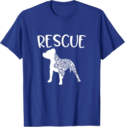 Rescue Pitbull Awareness Dog Adoption Pit Bull Dog Mandala T-Shirt - T-Shirt | Royal