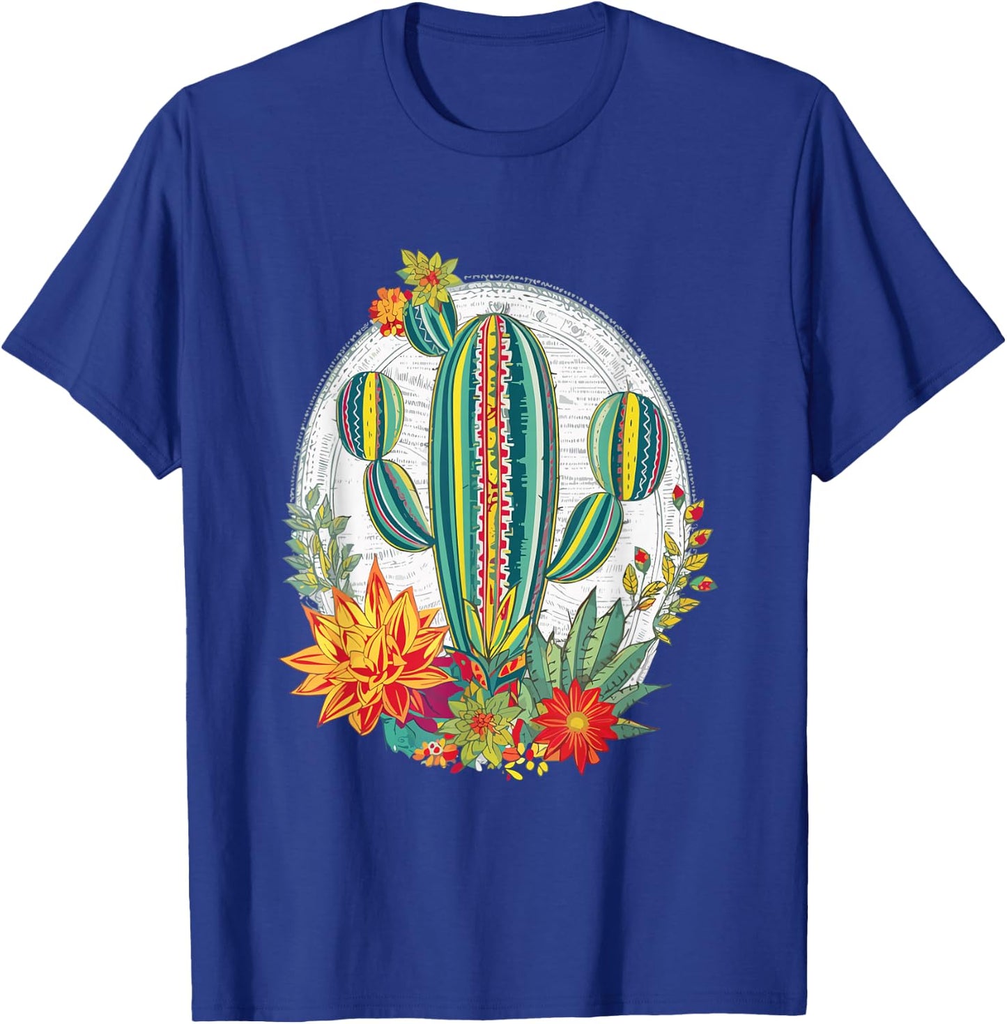Serape Cactus Print Turquoise Western Saguaro Cactus T-Shirt - T-Shirt | Royal