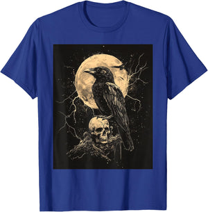 Raven Skull Moon Scary Black Gothic Spooky Women Black Crow T-Shirt - T-Shirt | Royal
