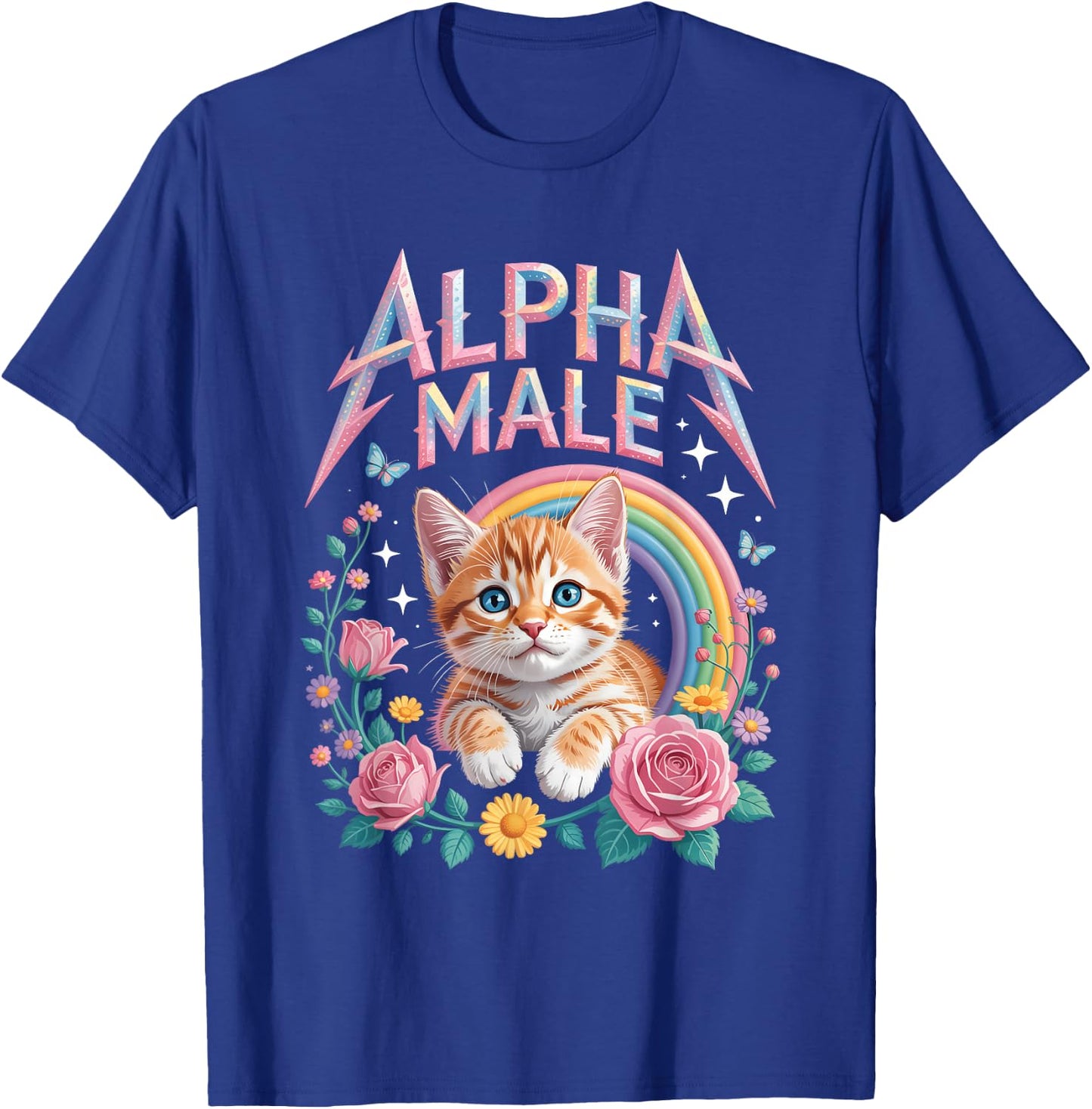 Alpha a Male Ingwer Kätzchen Regenbogen Blumen Kitty Katzenliebhaber T-Shirt - T-Shirt | Royal