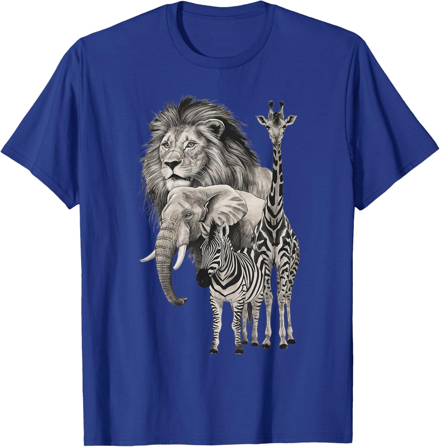 Africa, Lion, Elephant, Giraffe, Zebra, Fans , Black, S T-Shirt - T-Shirt | Royal