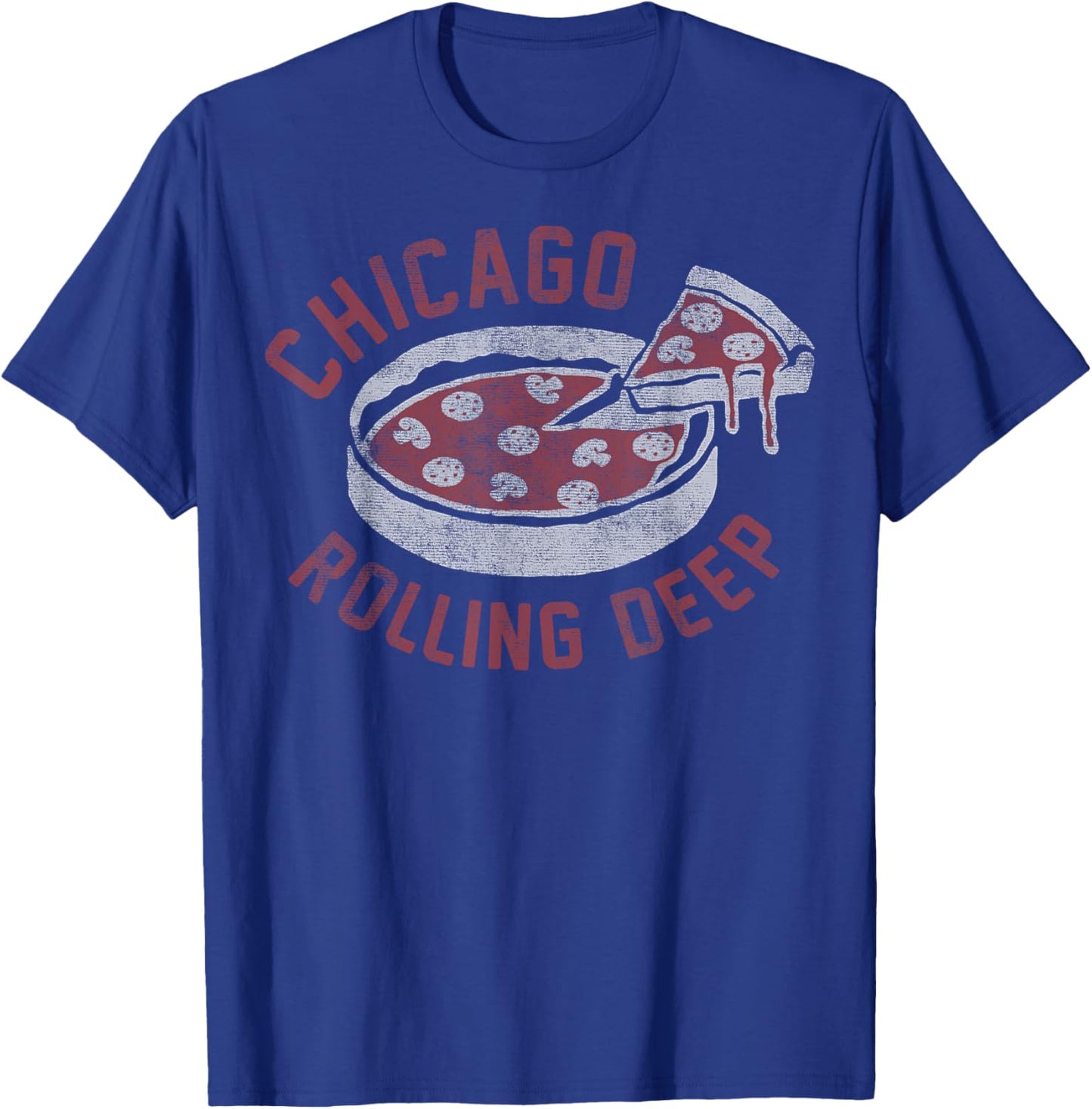 Chicago Rolling Deep Dish Pizza Vintage T-Shirt - T-Shirt | Royal