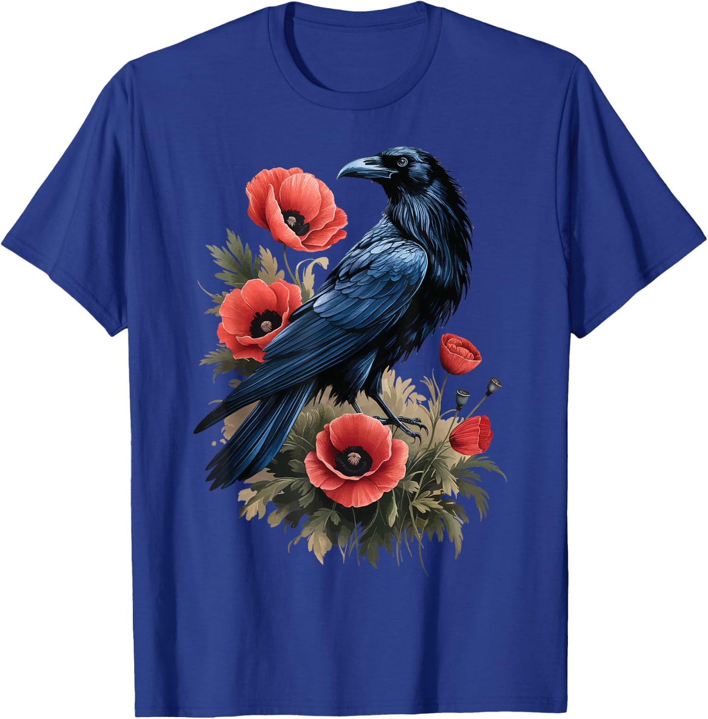 Raven Red Flowers Floral T-Shirt - T-Shirt | Royal
