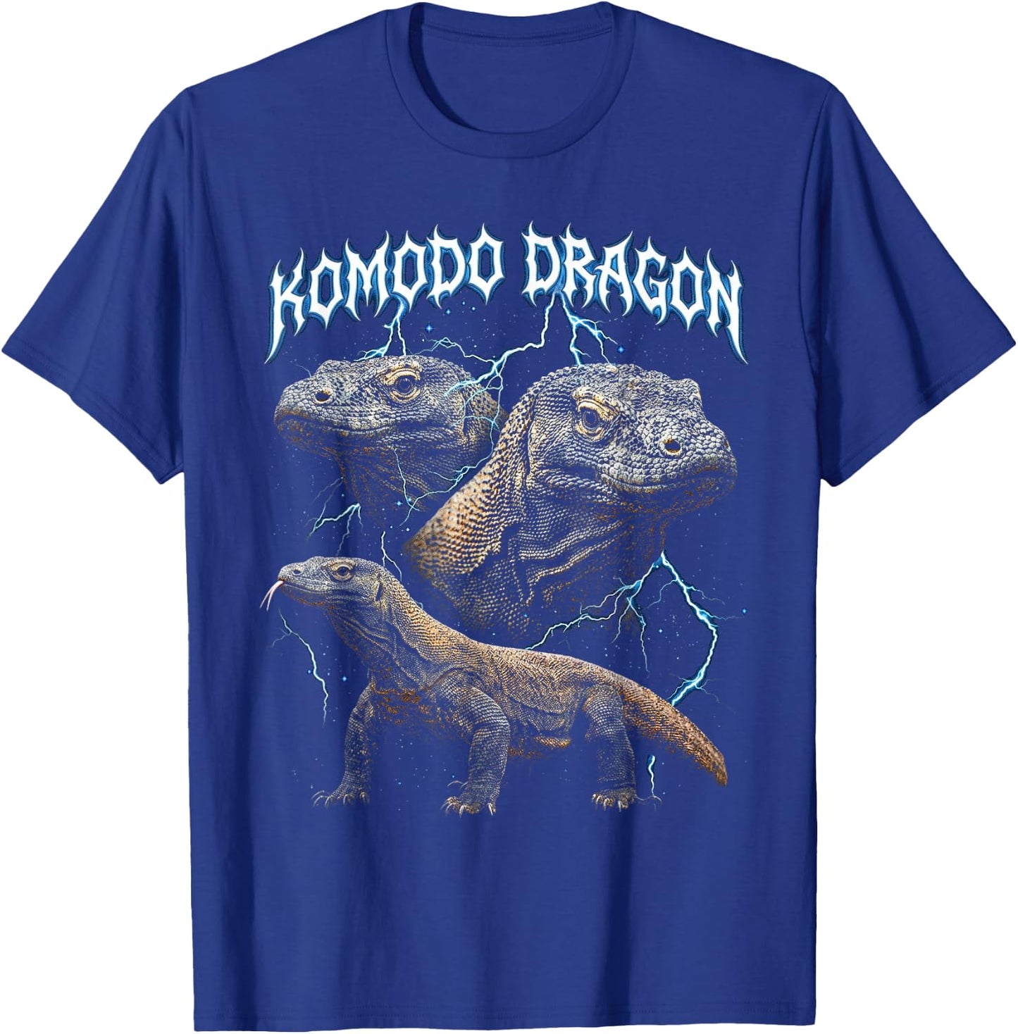 Amoureux des Animaux rétro en Heavy Metal des années 90 de Komodo Dragon T-Shirt - T-Shirt | Royal