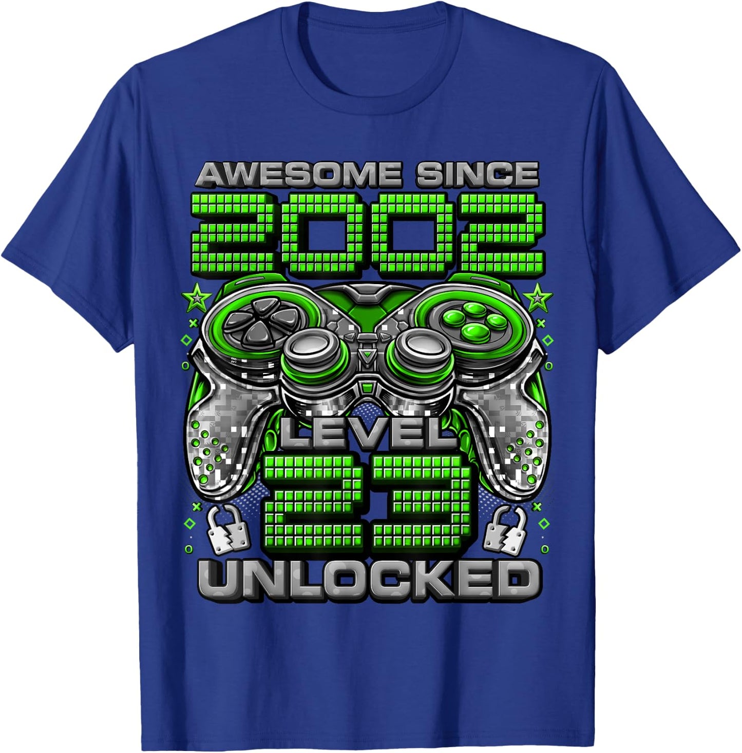 Level 23 Unlocked Awesome Since 2002 23rd Birthday Gaming T-Shirt - T-Shirt | Royal