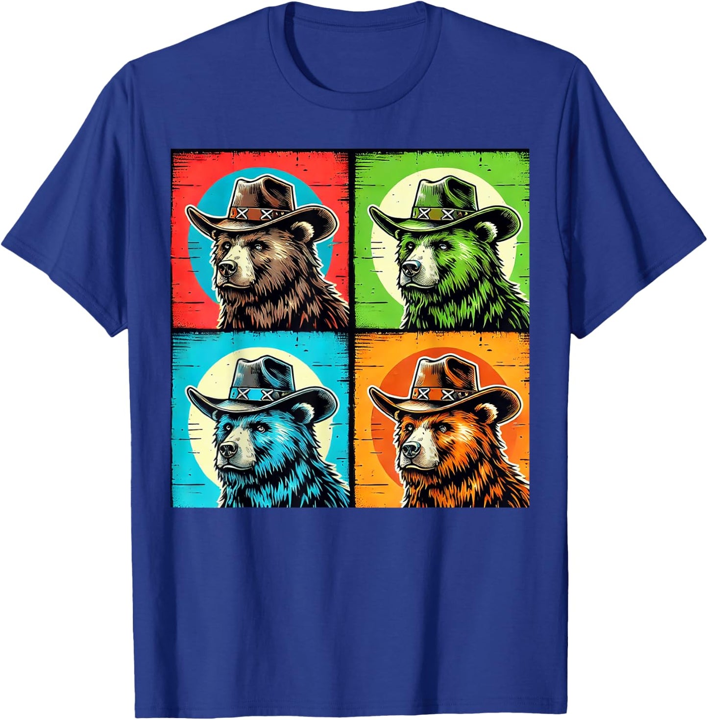 Cowboy Bear Design Colorful for Western Lovers Pop Art T-Shirt - T-Shirt | Royal