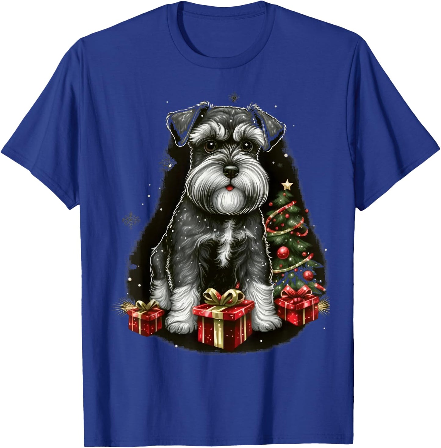 Xmas Dwarf Schnauzer Santa on Christmas Miniature Schnauzer T-Shirt - T-Shirt | Royal
