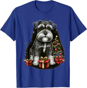 Xmas Dwarf Schnauzer Santa on Christmas Miniature Schnauzer T-Shirt - T-Shirt | Royal