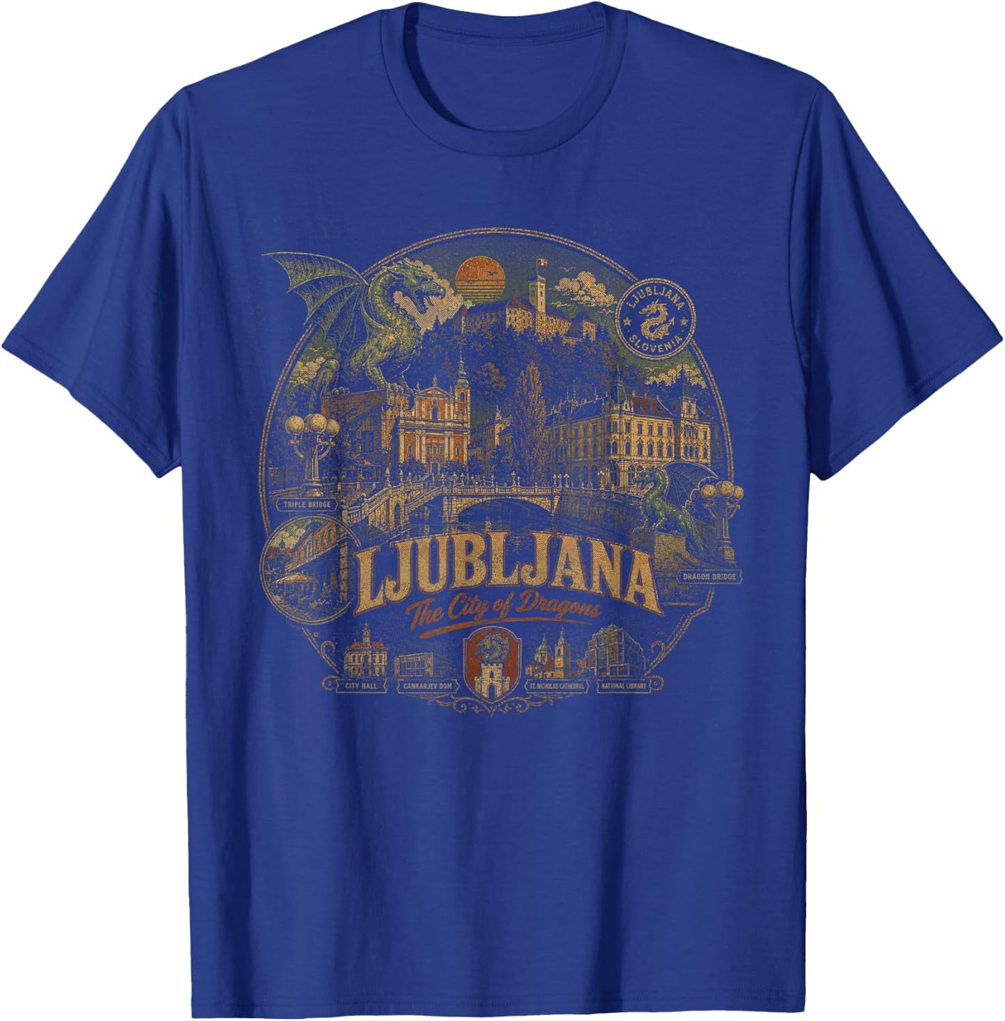 Ljubljana The City of Dragons Slovenia Travel – Vintage T-Shirt - T-Shirt | Royal