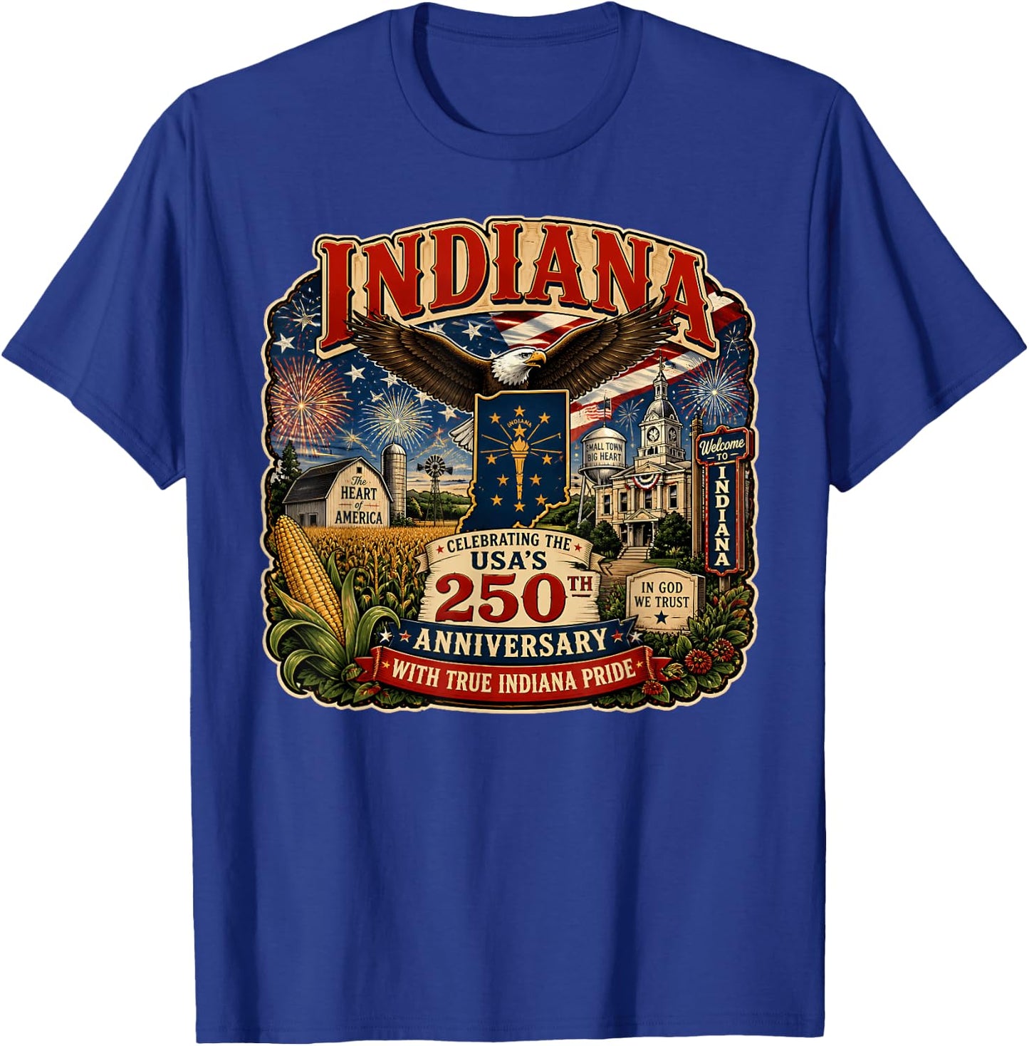 USA 250th Anniversary Indiana Pride T-Shirt - T-Shirt | Royal