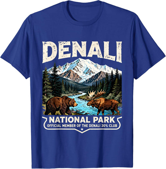 Retro Denali 30% Club Souvenir for Alaska Travel Lovers T-Shirt - T-Shirt | Royal