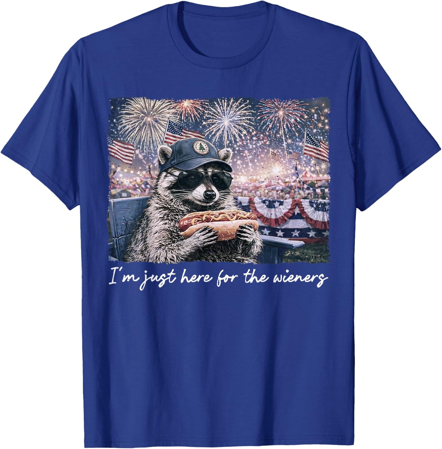 Funny Raccoon I'm Just Here for The Wieners Women T-Shirt - T-Shirt | Royal