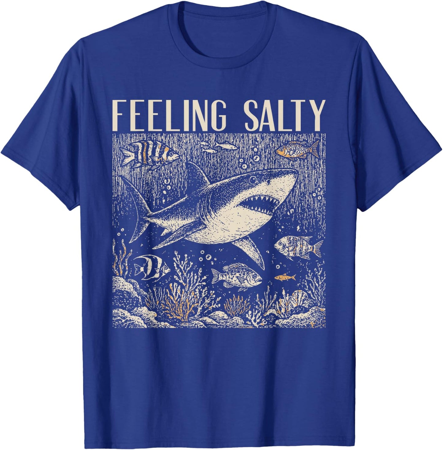 Feeling Salty Shark Ocean Vintage Marine Life Beach Lovers T-Shirt - T-Shirt | Royal