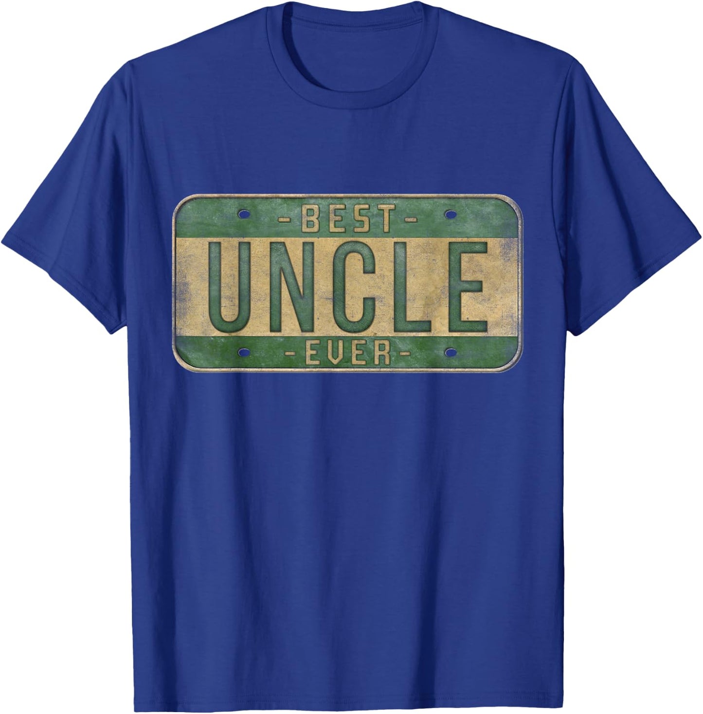 Best Uncle Ever Vintage Car Plate Father's Day Brother T-Shirt - T-Shirt | Royal