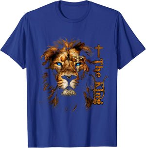 Jesus Christ Lion Art With Cross One Eye The King Savior T-Shirt - T-Shirt | Royal