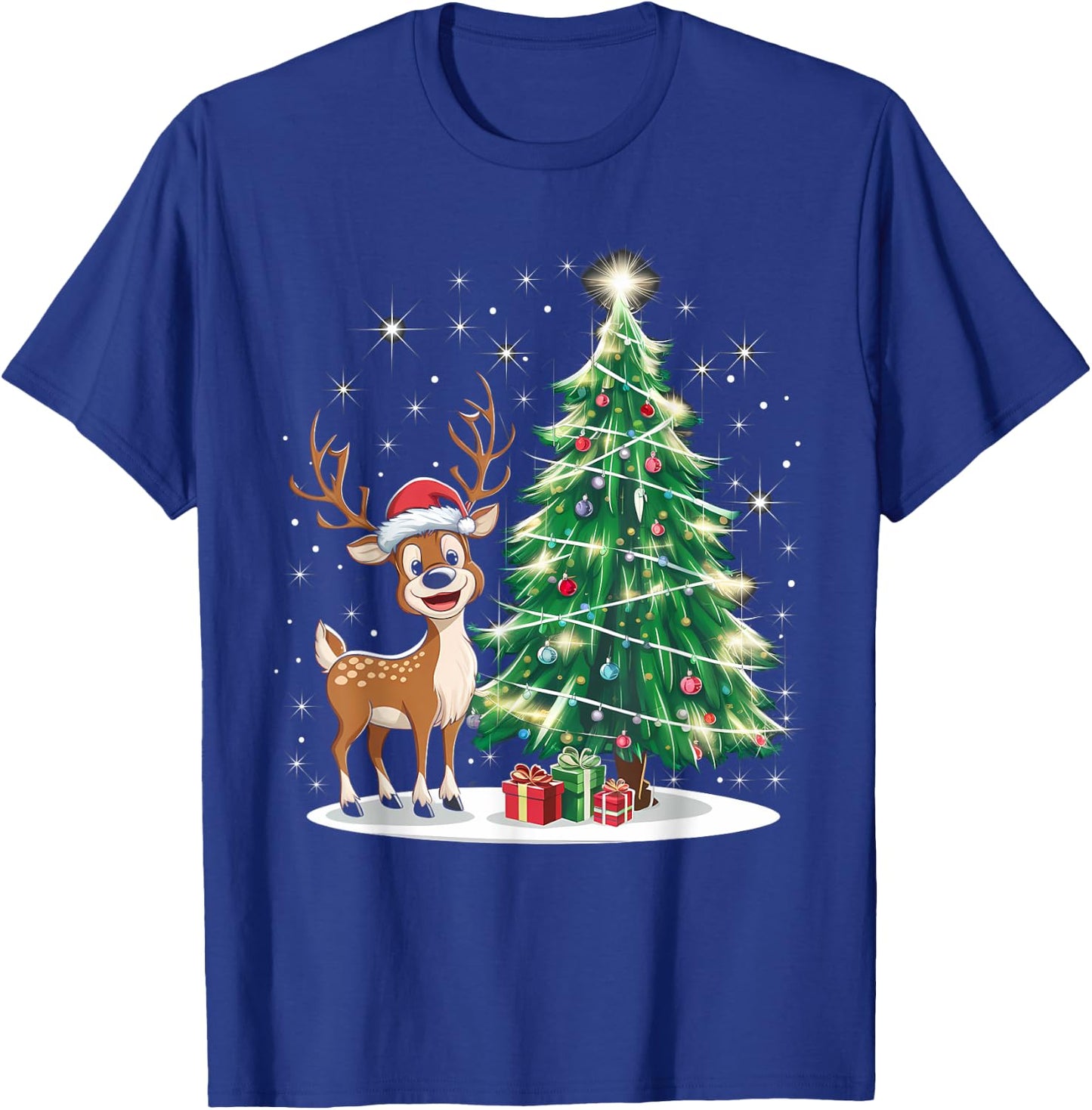 Christmas Christmas Tree Santa Reindeer , black T-Shirt - T-Shirt | Royal