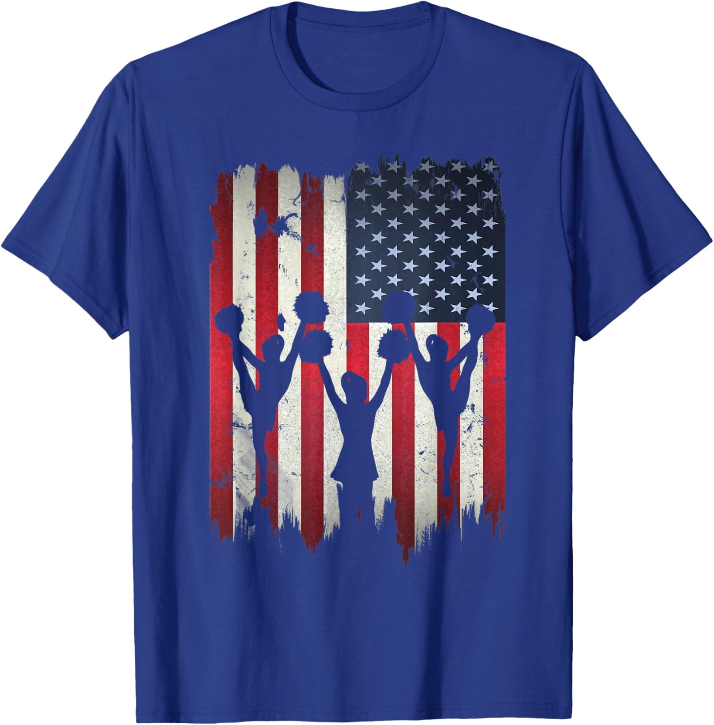 Cheerleaders USA American Flag 4th of July Cheerleading T-Shirt - T-Shirt | Royal