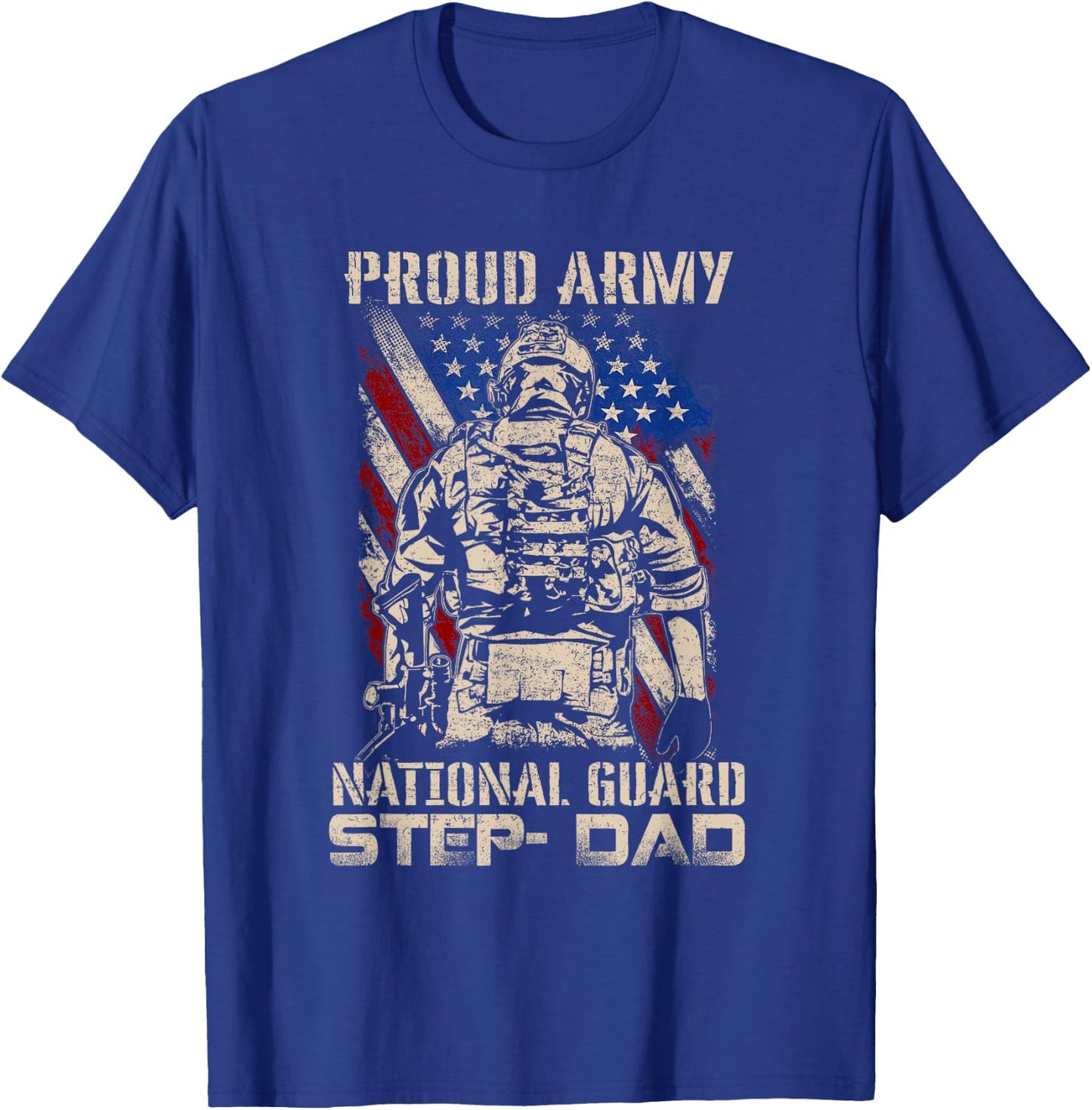 Proud Army National Guard Step-Dad Shirt Veterans Day T-Shirt - T-Shirt | Royal