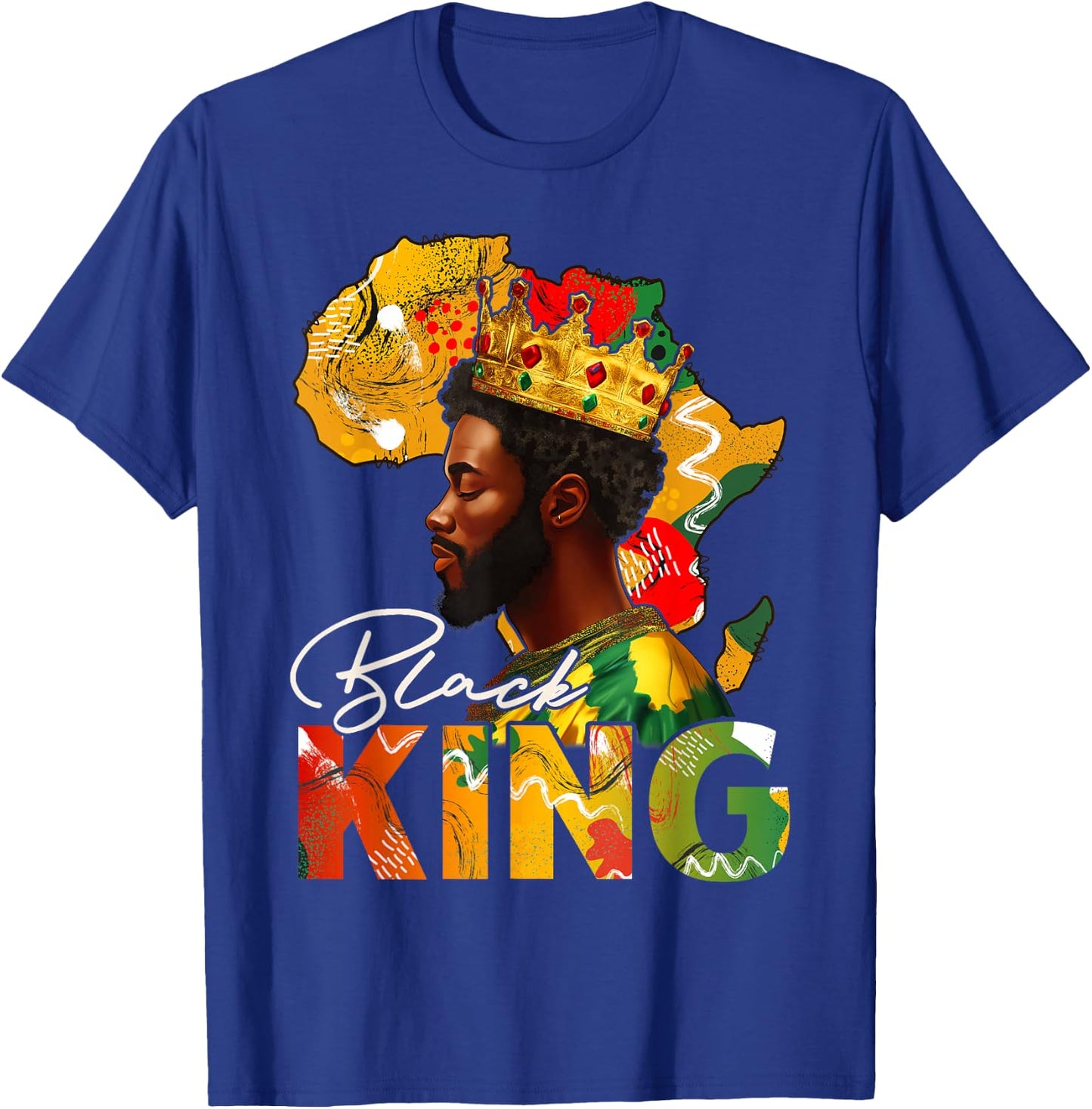 Black King African American Melanin Afro Dad Black History T-Shirt - T-Shirt | Royal