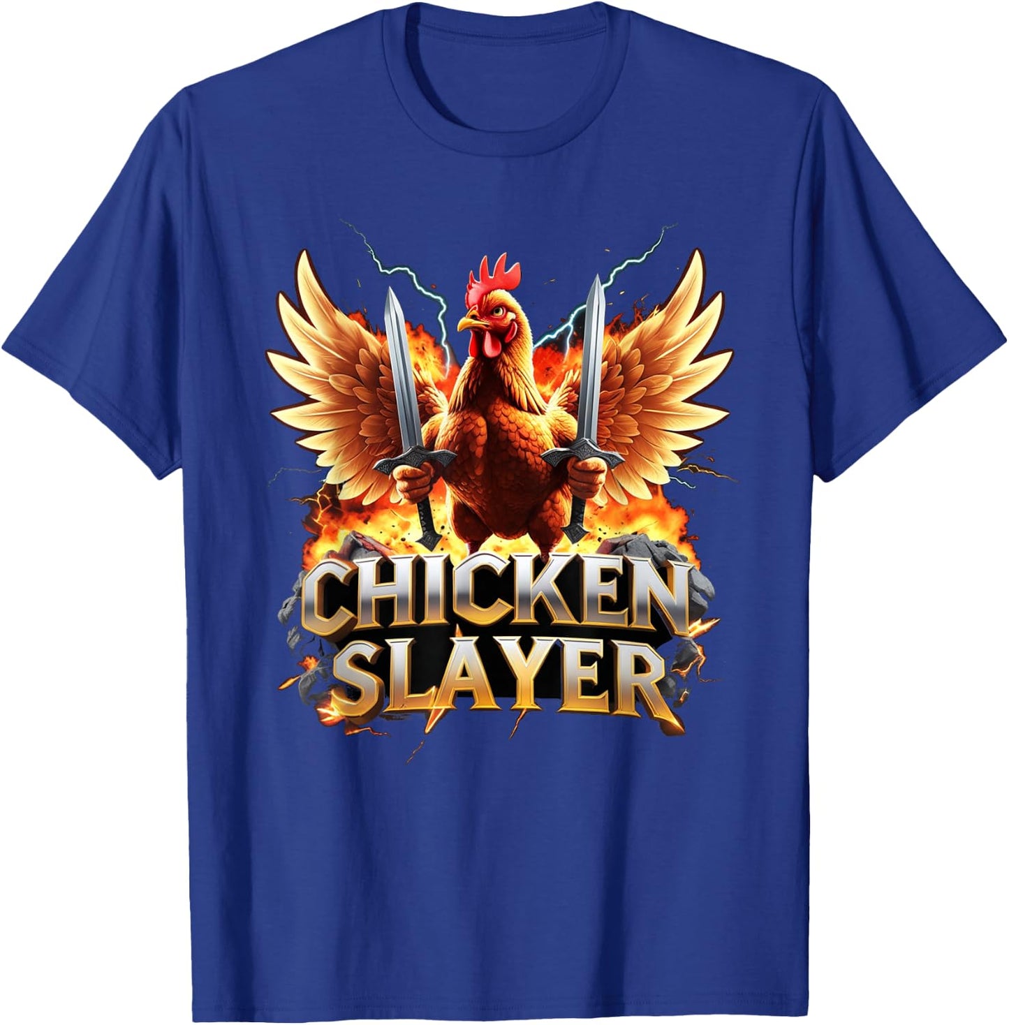 Chicken Slayer – Funny Meme Graphic for Chicken Lovers T-Shirt - T-Shirt | Royal