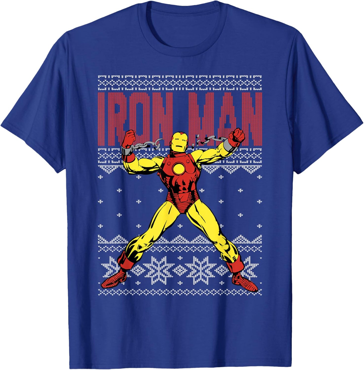 Marvel Iron Man Ugly Christmas Sweater Graphic T-Shirt - T-Shirt | Royal