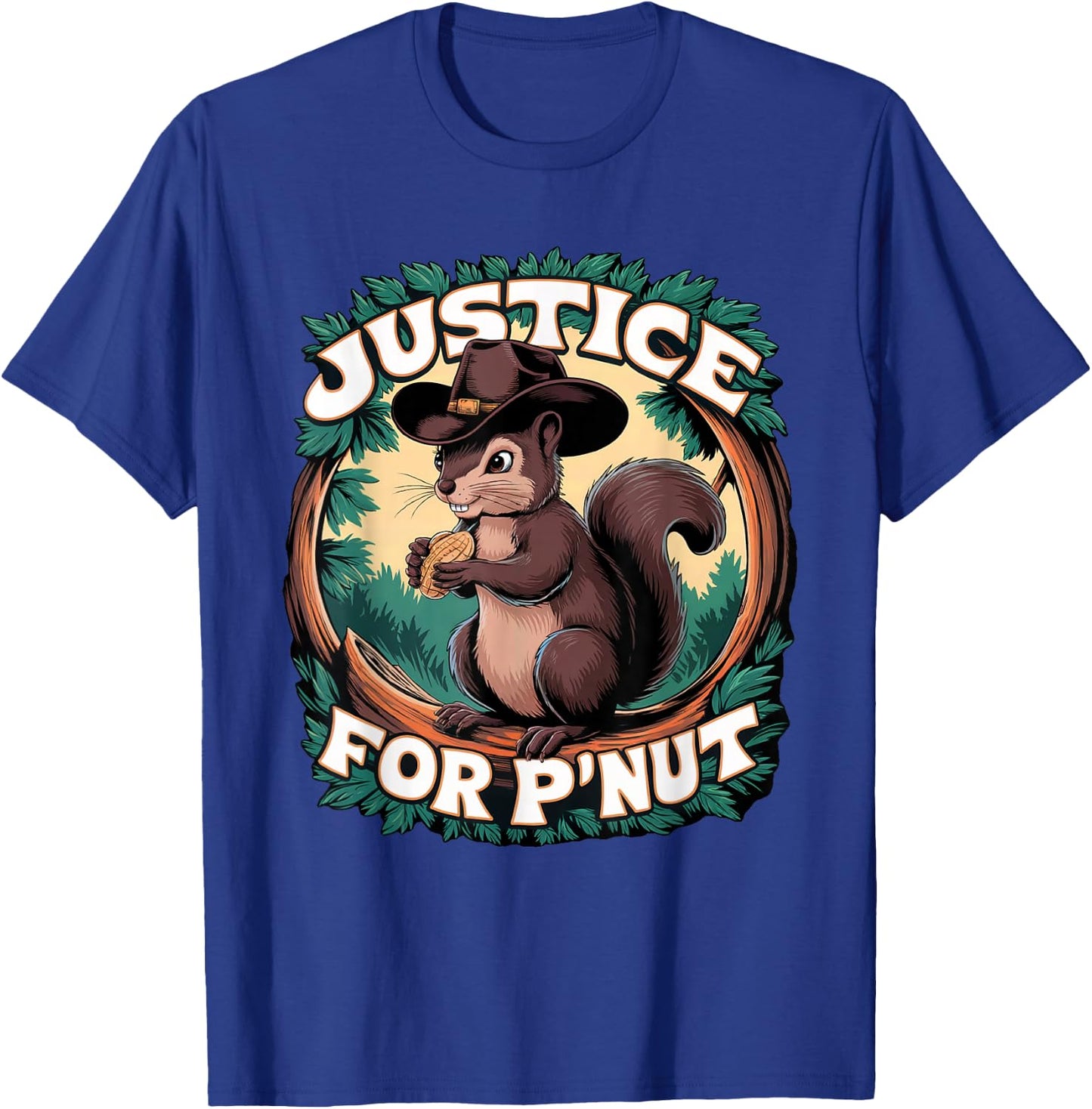 P'Nut The Squirrel and Fred The Raccoon Memorial - -Child Cute Peanut The Squirrel Cowboy Black Cartoon , Small, Short Sleeve, , Classic Fit, Polyester 100% T-Shirt - T-Shirt | Royal