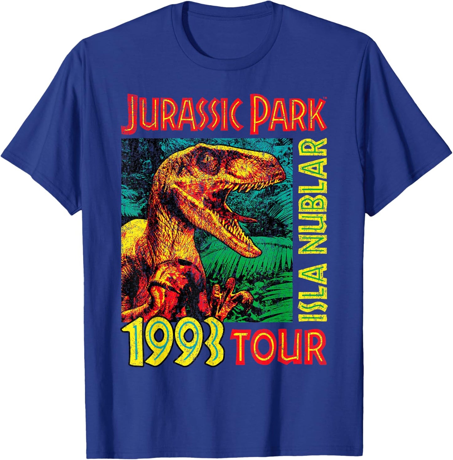 Jurassic Park Isla Nublar 1993 Tour Poster T-Shirt - T-Shirt | Royal