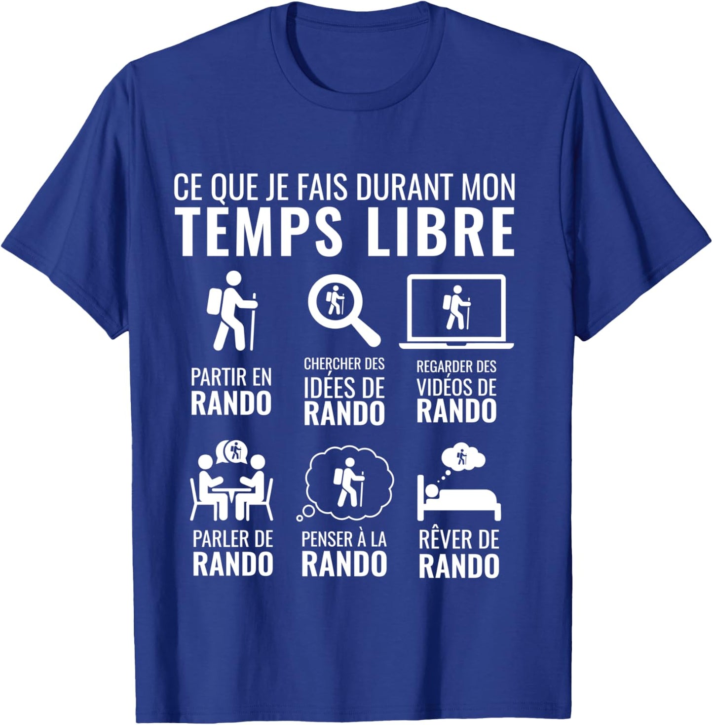 Idée Cadeau Noel Drôle Montagne Rando Temps Libre Randonnée Manche Longue T-Shirt - T-Shirt | Royal