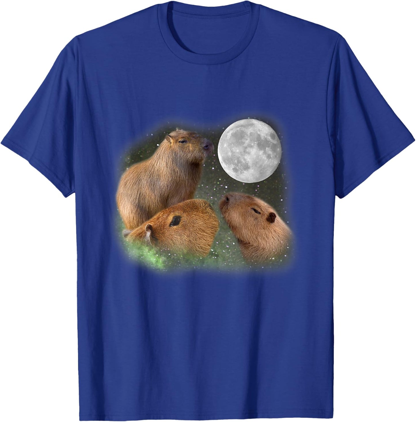 Three Moon Capybaras Funny Cute Animal Parody Pun Humor Gift T-Shirt - T-Shirt | Royal