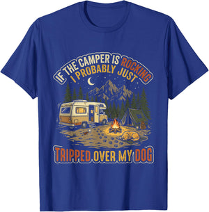 If The Camper is Rocking Funny Dog Camping T-Shirt - T-Shirt | Royal