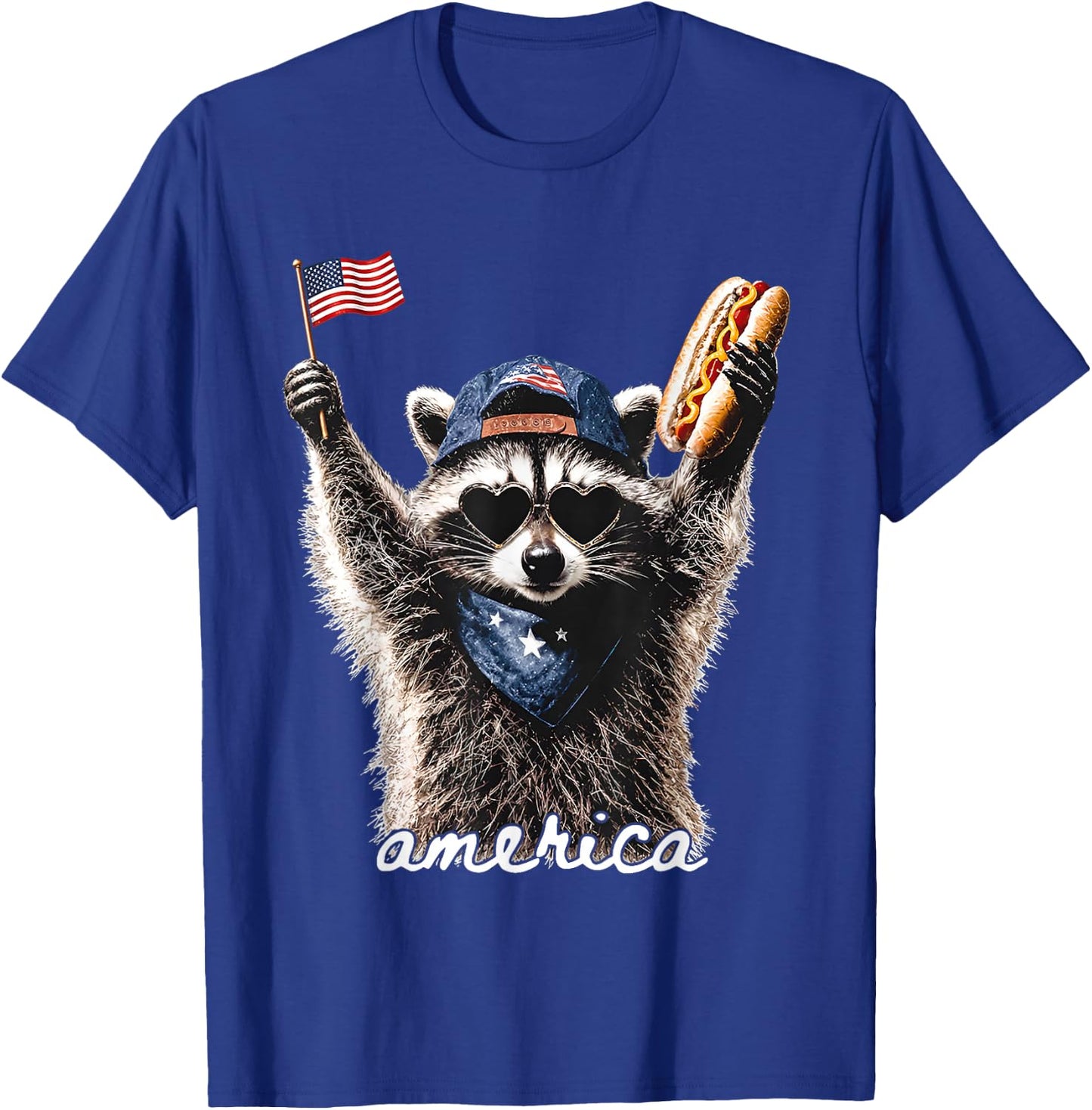 America Patriotic Raccoon T-Shirt - T-Shirt | Royal