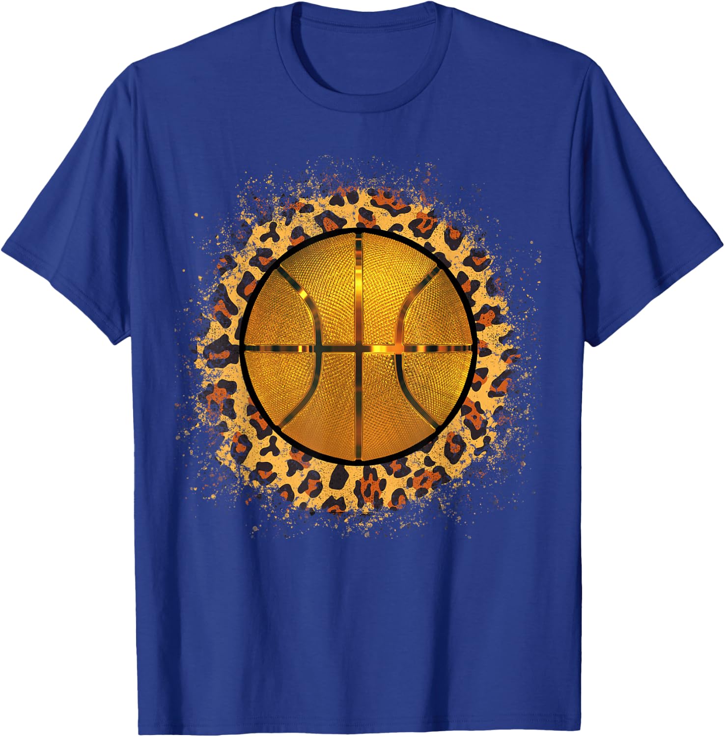 Golden Basketball Leopard Print Girl Basketball Mom Game Day T-Shirt - T-Shirt | Royal