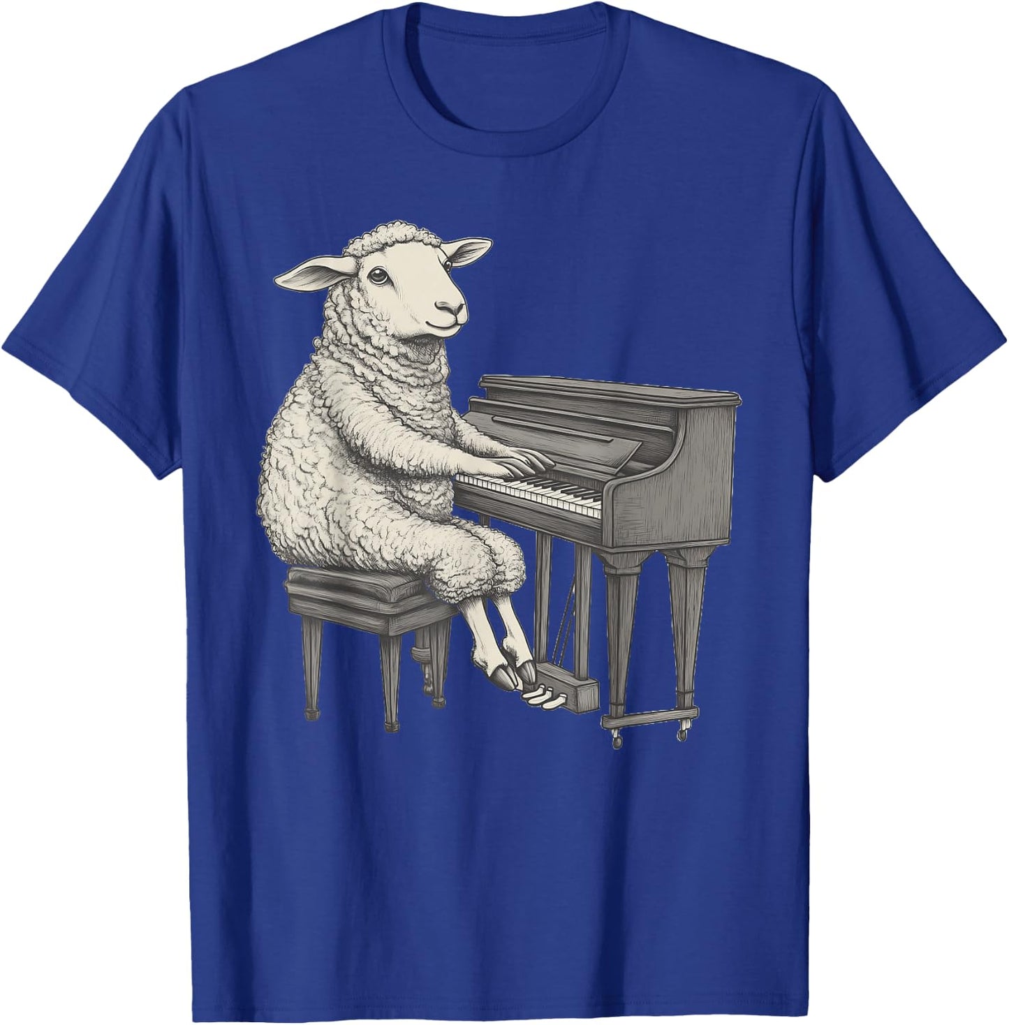 Cute Sheep Playing Piano Musician Music T-Shirt - T-Shirt | Royal