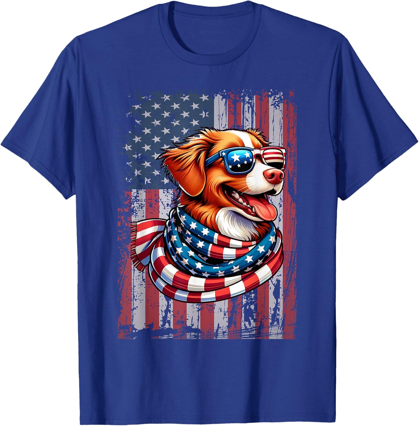 Nova Scotia Duck Tolling Retriever Dog Lover US Flag X-mas T-Shirt - T-Shirt | Royal