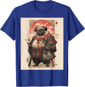 Samurai Pug Dog Japanese Pet Lover Warriors Art Aesthetic Men Women Girls Kids T-Shirt - T-Shirt | Royal