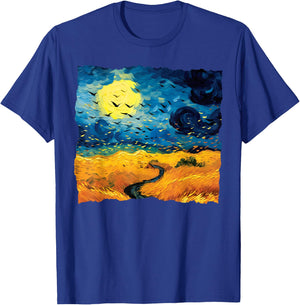 Starry Night Van Gogh Artistic Wheatfield with Crows T-Shirt - T-Shirt | Royal