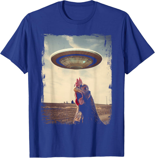 Chickens UFO Alien Spaceship Chicken Weirdcore Sci-Fi Chicken , black T-Shirt - T-Shirt | Royal