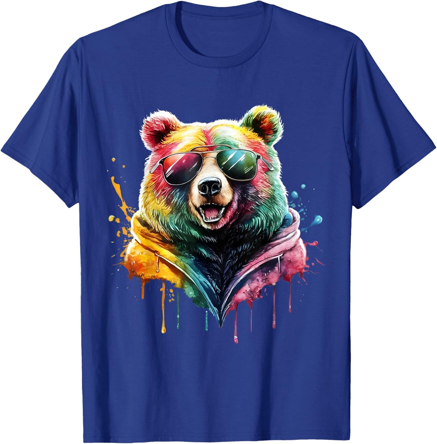 Bear Men's Women's Colourful Watercolour Bear T-Shirt - T-Shirt | Royal