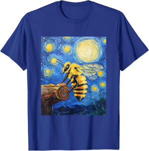 Bee Van Gogh Style Starry Night Graphic T-Shirt - T-Shirt | Royal