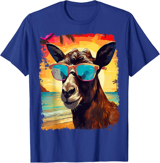 Pop Art Vintage Zoo Farm Animal Goat Hawaiian T-Shirt - T-Shirt | Royal