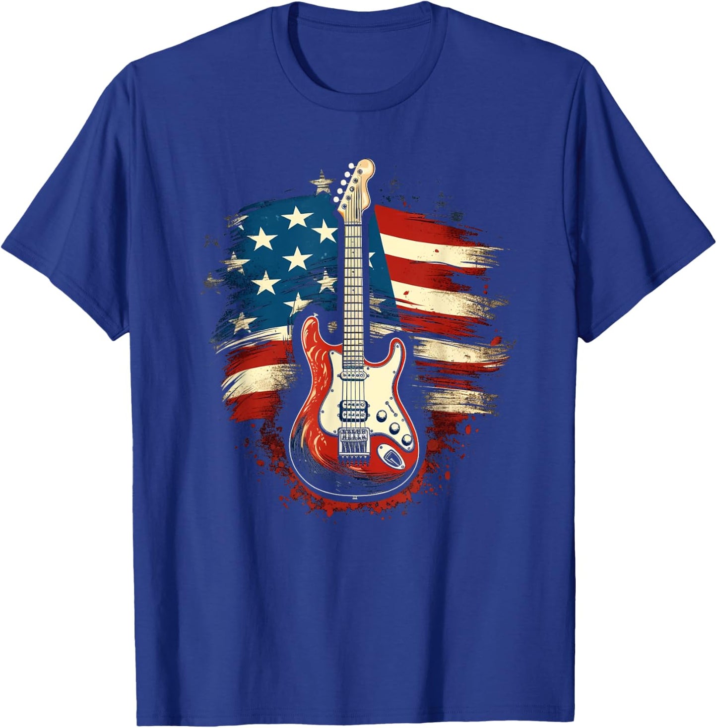 Guitar American Flag USA - Country Music 4th of July Gifts Women Kids Men T-Shirt - T-Shirt | Royal