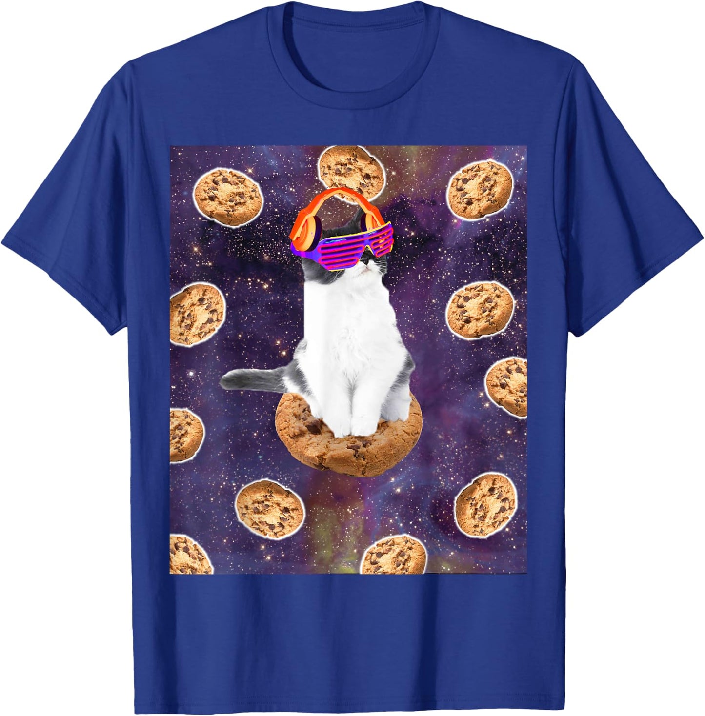 Rave Kitty Cat On Choc Cookie In Space T-Shirt - T-Shirt | Royal