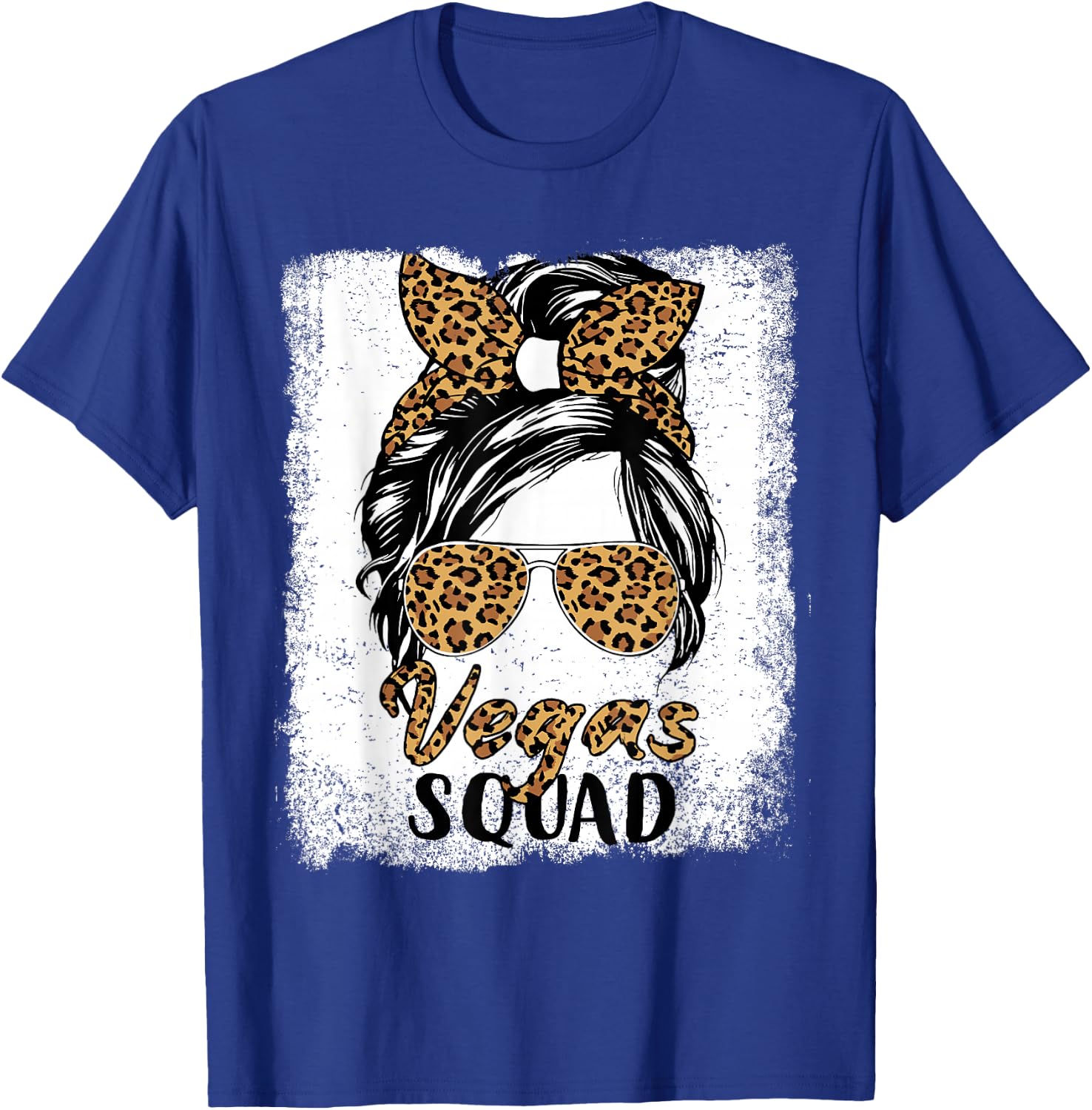 Las Vegas Squad Summer Girls Trip 2026 Messy Bun Leopard T-Shirt - T-Shirt | Royal